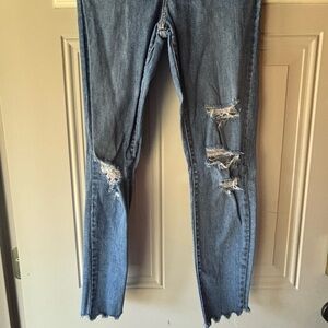 Distressed Blue Jeans